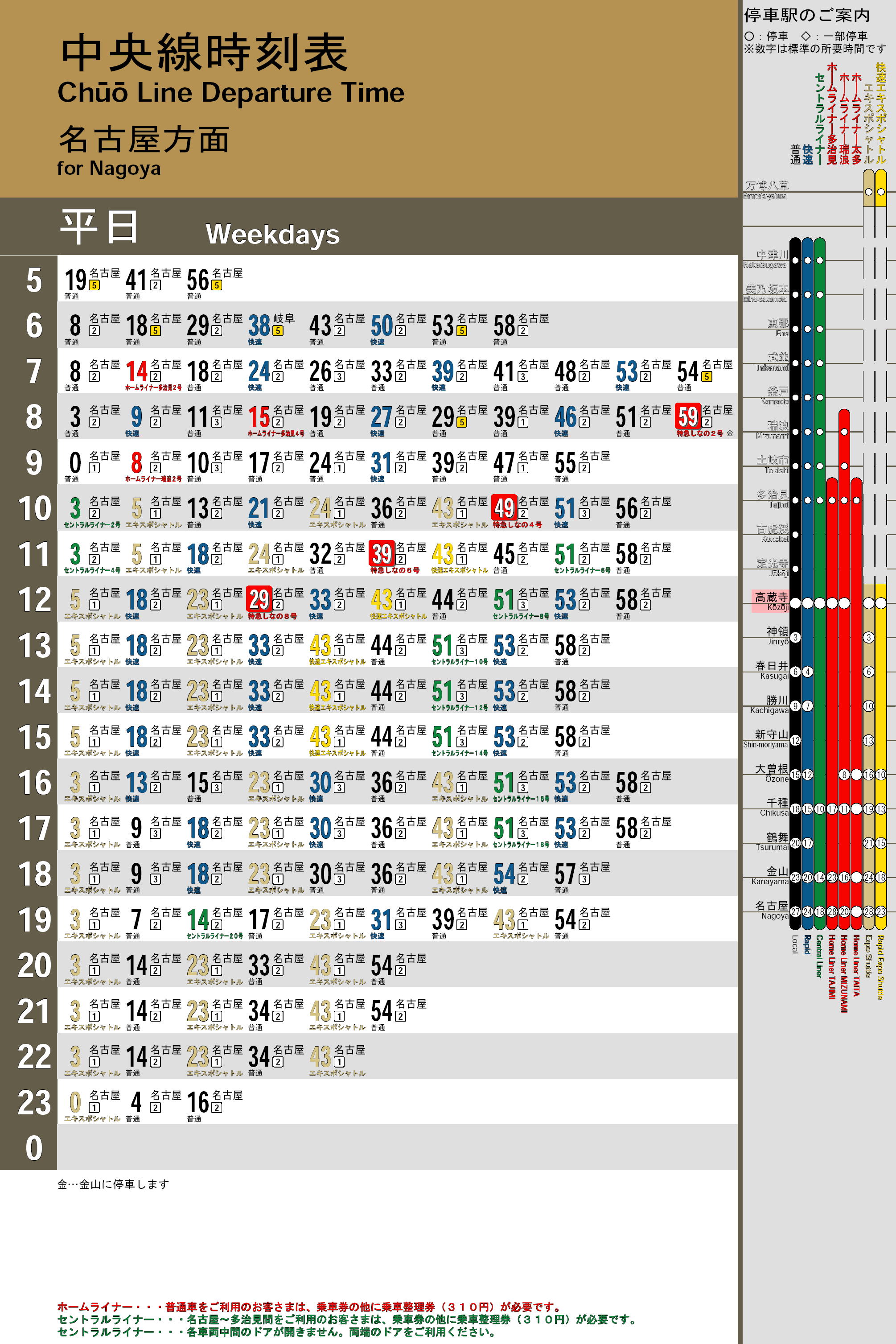 ＪＲ高蔵寺駅時刻表